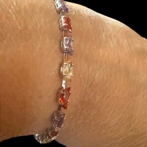 18K White Gold Plated Multicolor Gemstone Bracelet 🆕
